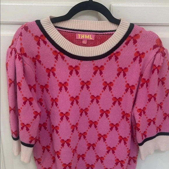 THML Pink and Red Geometric Women's Sweater - Picture 1 of 1